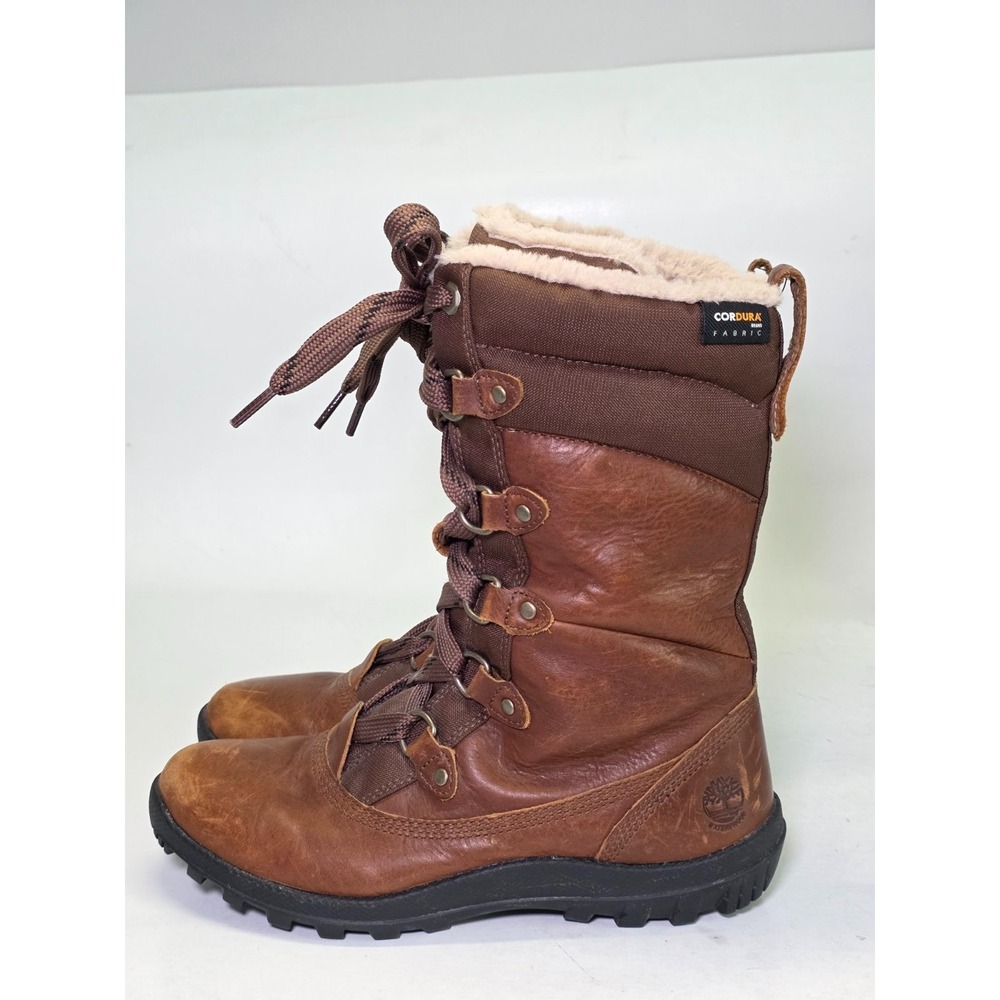 Timberland Mount Hope Women's Winter Boots Size 7.5 Brown Tan Leather Lace Shoes - Picture 2 of 11
